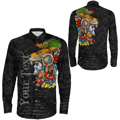 Clothing Custom Aztec Special Jaguar Warrior Long Sleeve Button Shirt