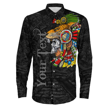 Clothing Custom Aztec Special Jaguar Warrior Long Sleeve Button Shirt