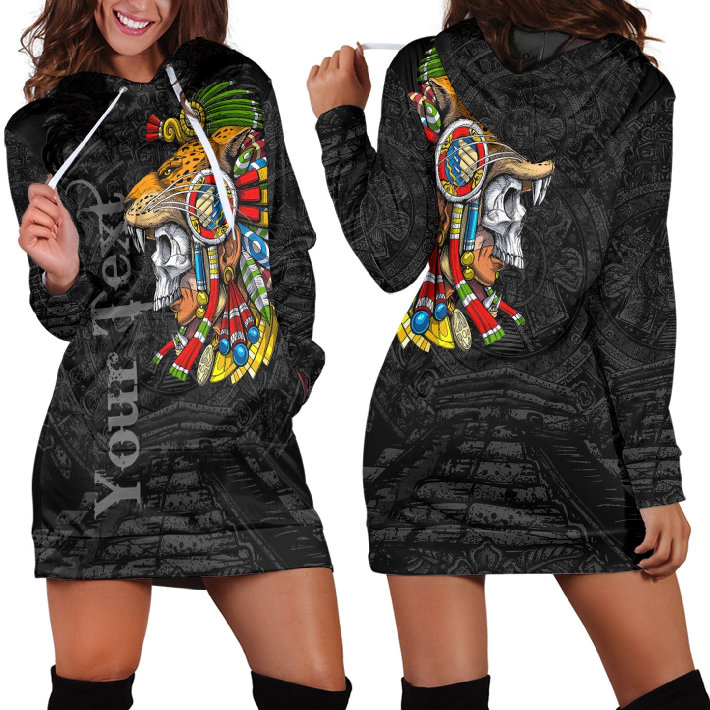 Clothing Custom Aztec Special Jaguar Warrior Hoodie Dress