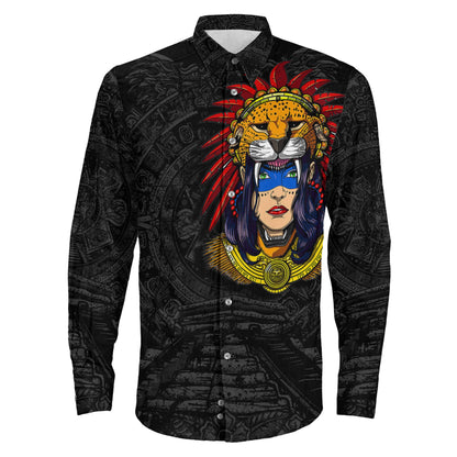 Clothing Aztec Jaguar Women Warrior Long Sleeve Button Shirt