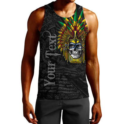 Clothing Custom Aztec Warrior Skull Mask Tank Top