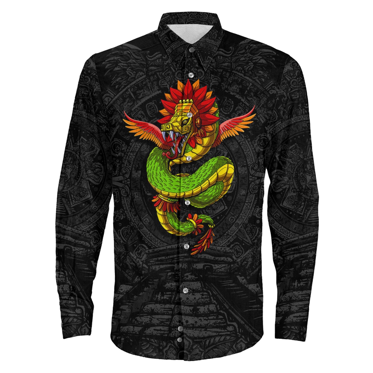 Clothing Aztec God Quetzalcoatl Long Sleeve Button Shirt