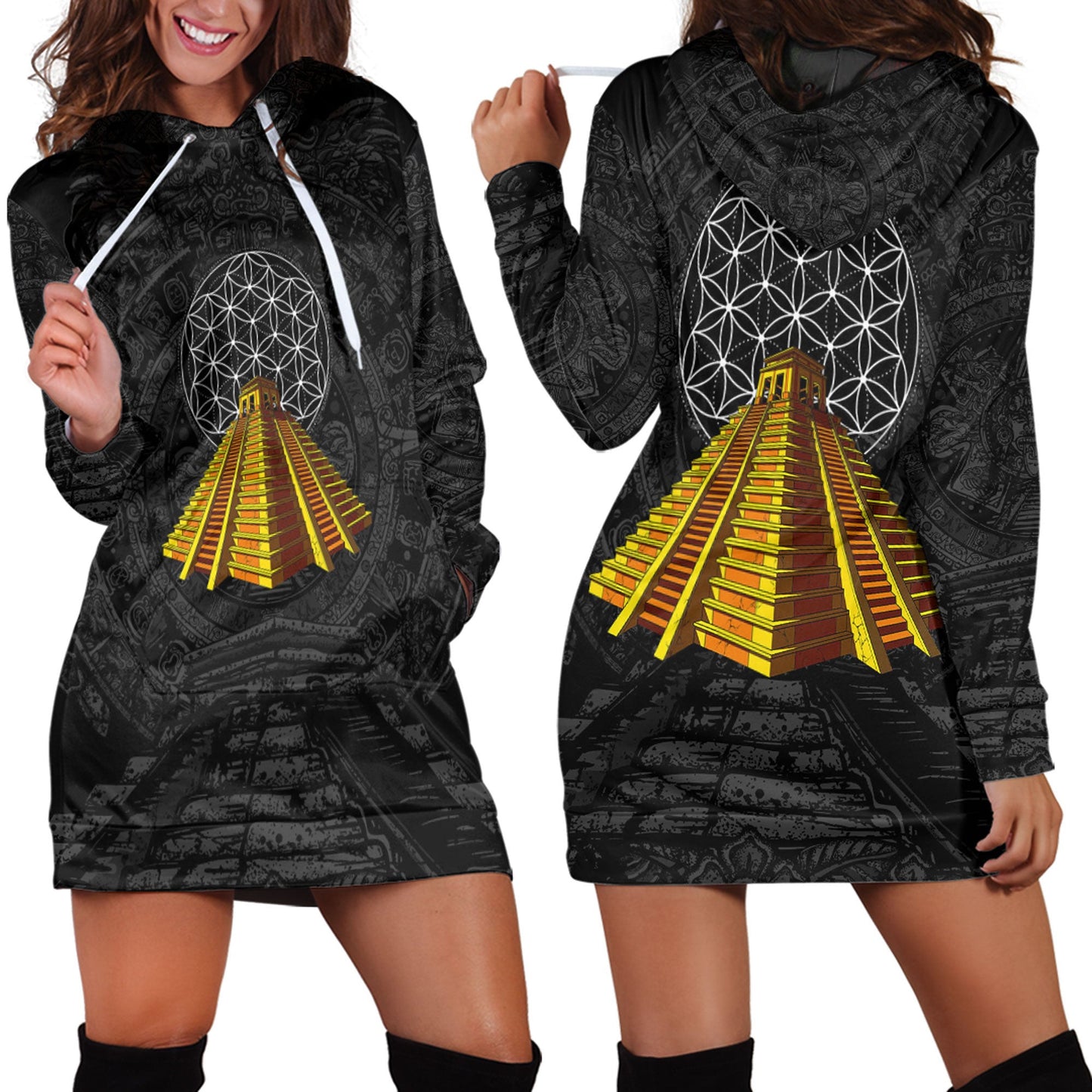 Clothing Aztec Pyramid Hoodie Dress