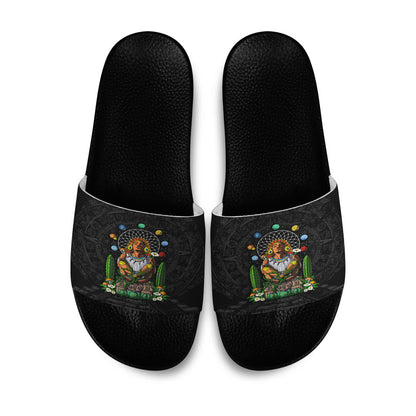Slide Sandals Psychedelic Aztec God Xochipilli Slide Sandals