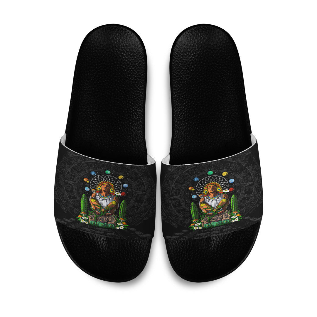 Slide Sandals Psychedelic Aztec God Xochipilli Slide Sandals