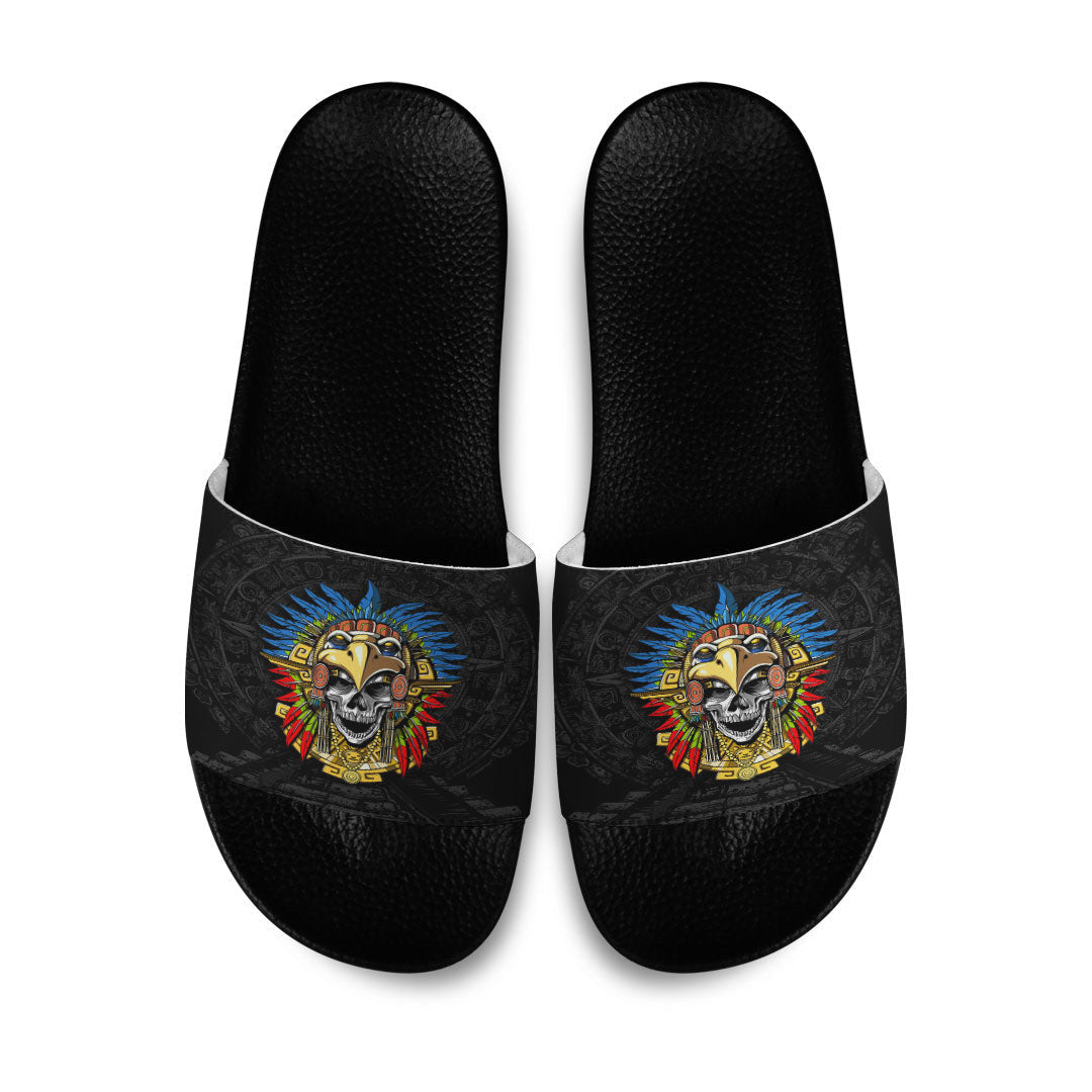 Slide Sandals Aztec Eagle Skull Mask Slide Sandals