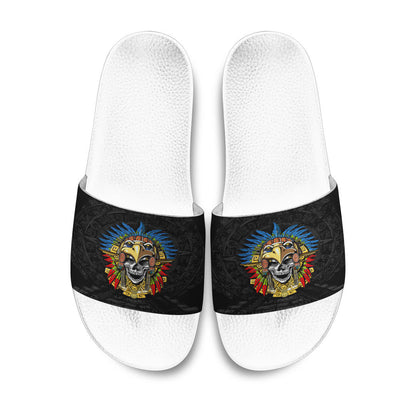 Slide Sandals Aztec Eagle Skull Mask Slide Sandals