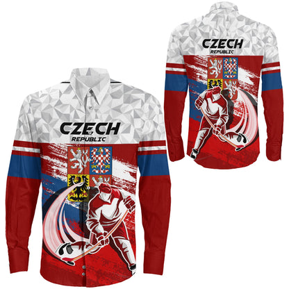 Clothing Czech Republic Hockey Jersey Special Style Long Sleeve Button Shirt