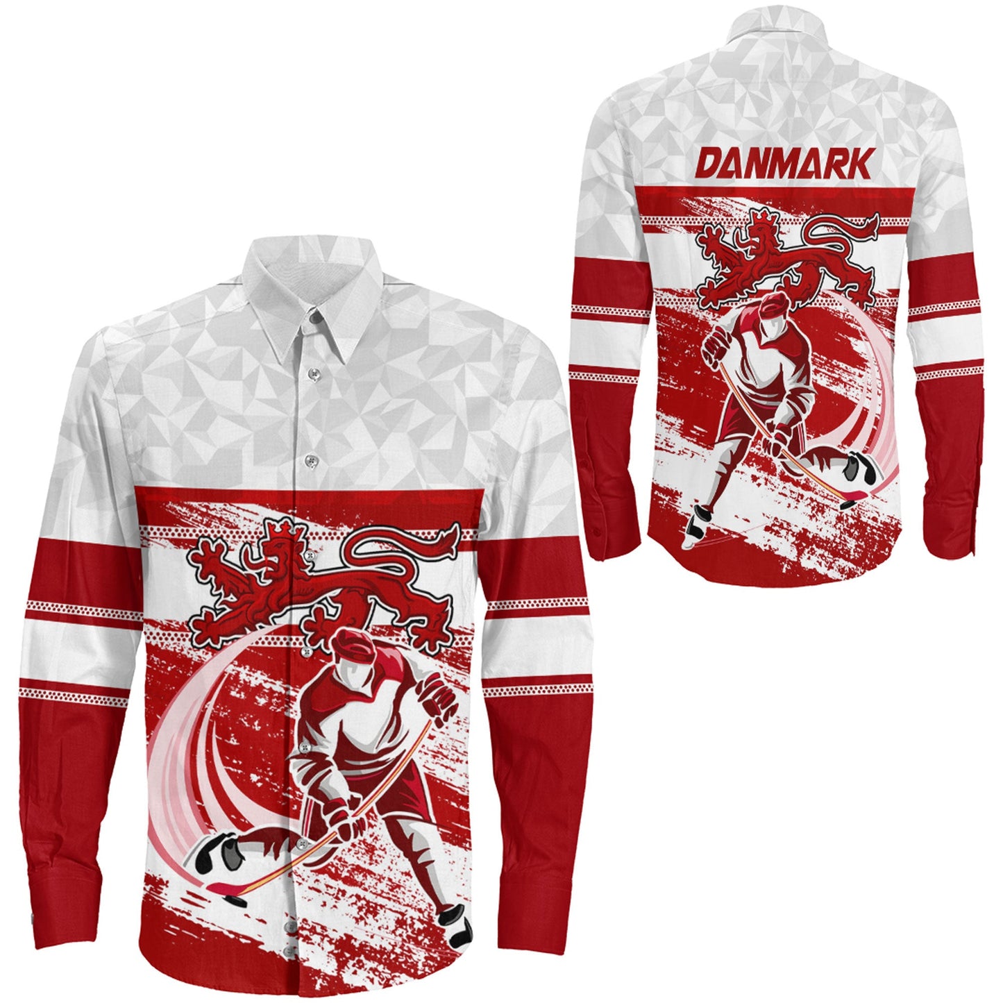 Clothing Denmark Team Hockey Jersey Special Style Long Sleeve Button Shirt
