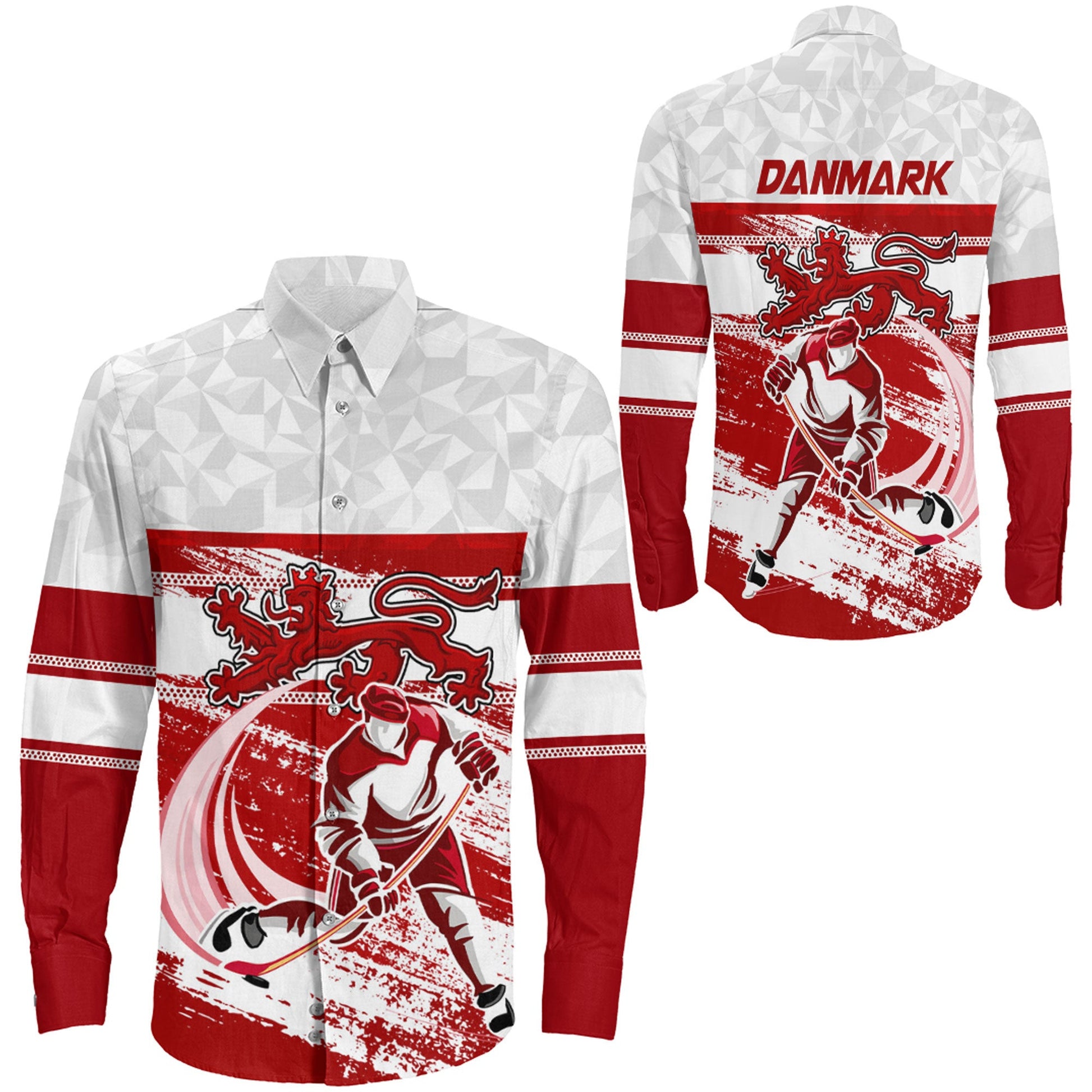 Clothing Denmark Team Hockey Jersey Special Style Long Sleeve Button Shirt