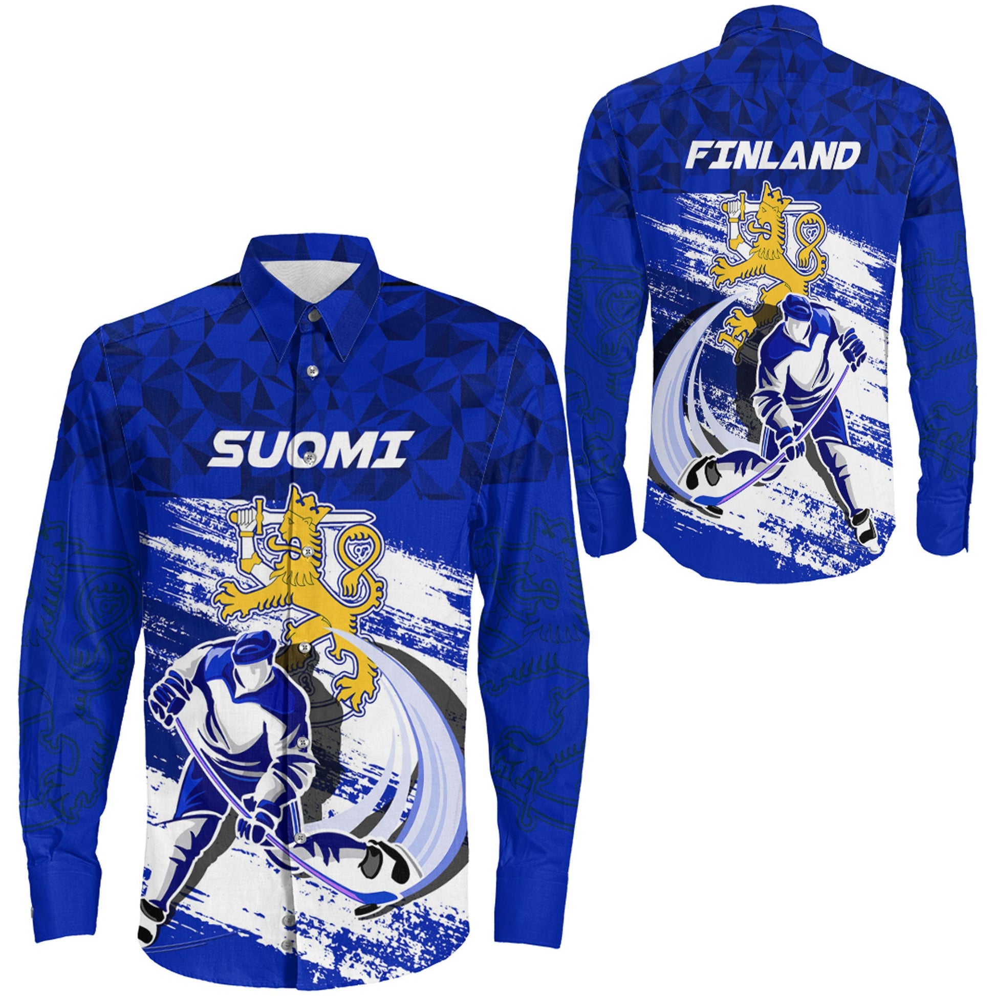 Clothing Finland Team Hockey Jersey Special Style Long Sleeve Button Shirt