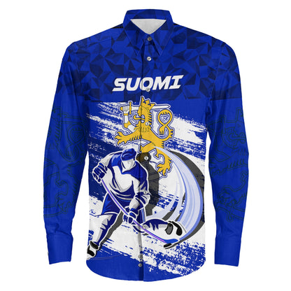 Clothing Finland Team Hockey Jersey Special Style Long Sleeve Button Shirt