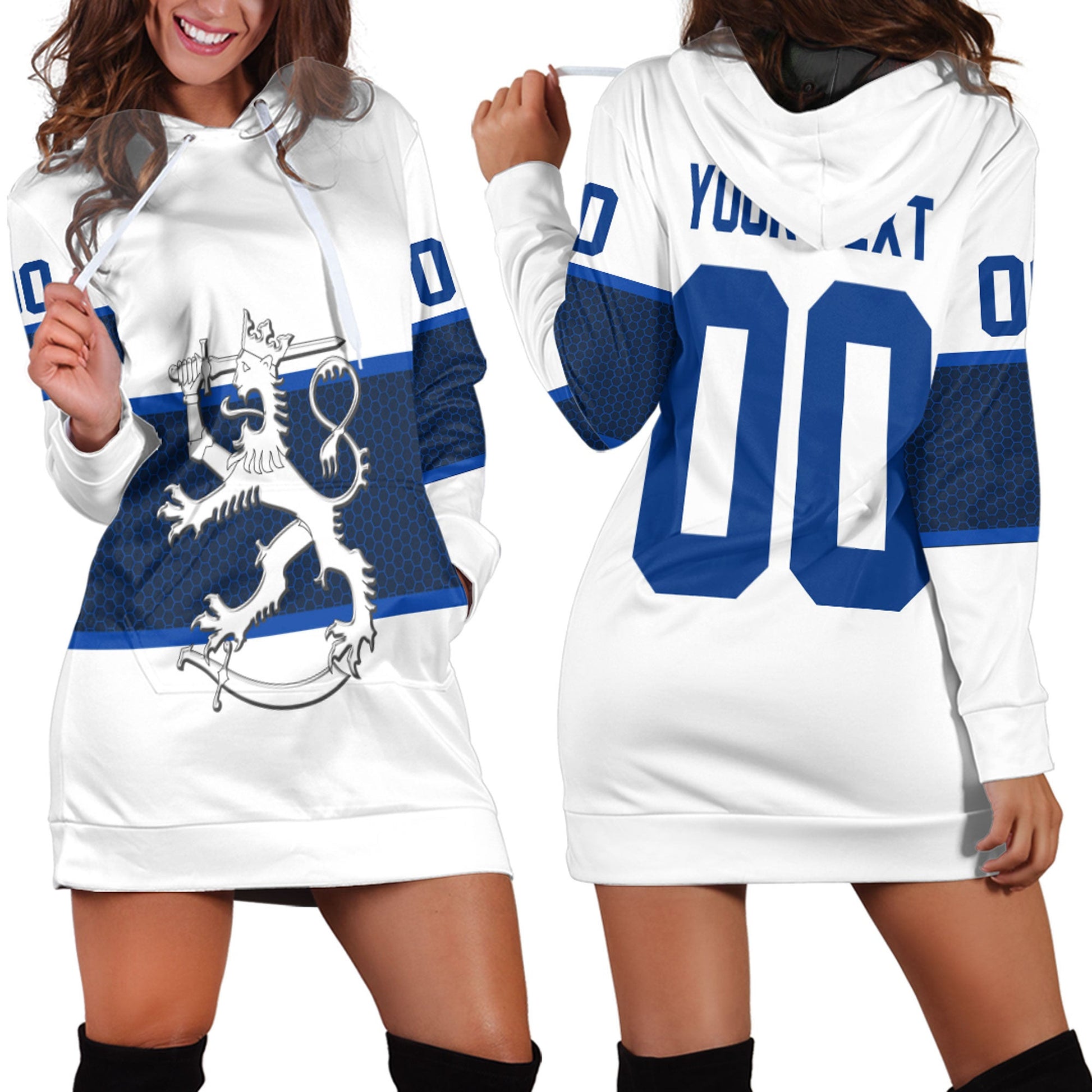 Clothing Custom Finland Team Hockey Jersey Style White Version Hoodie Dress