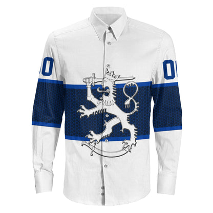 Clothing Custom Finland Team Hockey Jersey Style White Version Long Sleeve Button Shirt