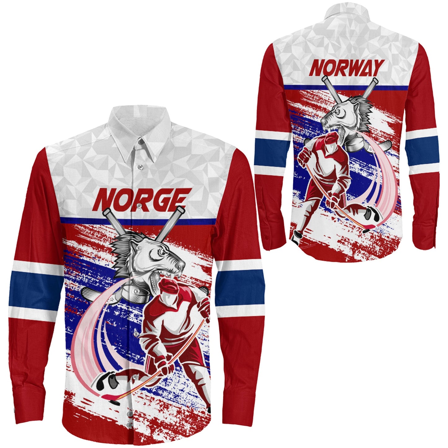 Clothing Norway Hockey Jersey Style Special Long Sleeve Button Shirt
