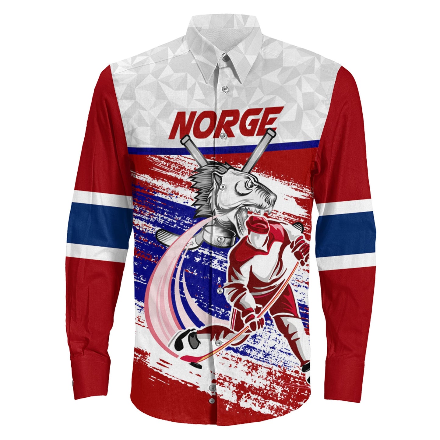 Clothing Norway Hockey Jersey Style Special Long Sleeve Button Shirt