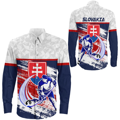 Clothing Slovakia Hockey Jersey Style Special Long Sleeve Button Shirt