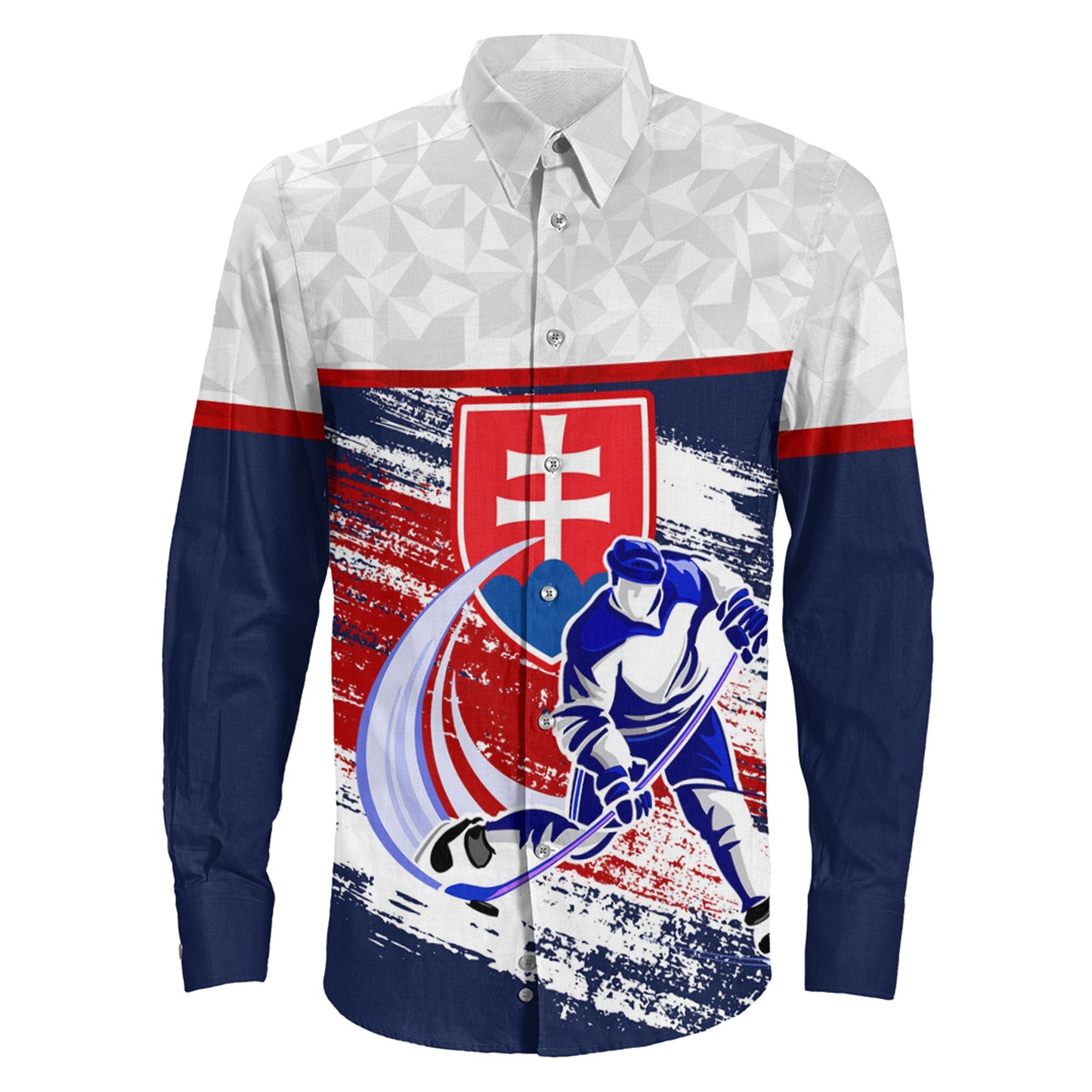 Clothing Slovakia Hockey Jersey Style Special Long Sleeve Button Shirt