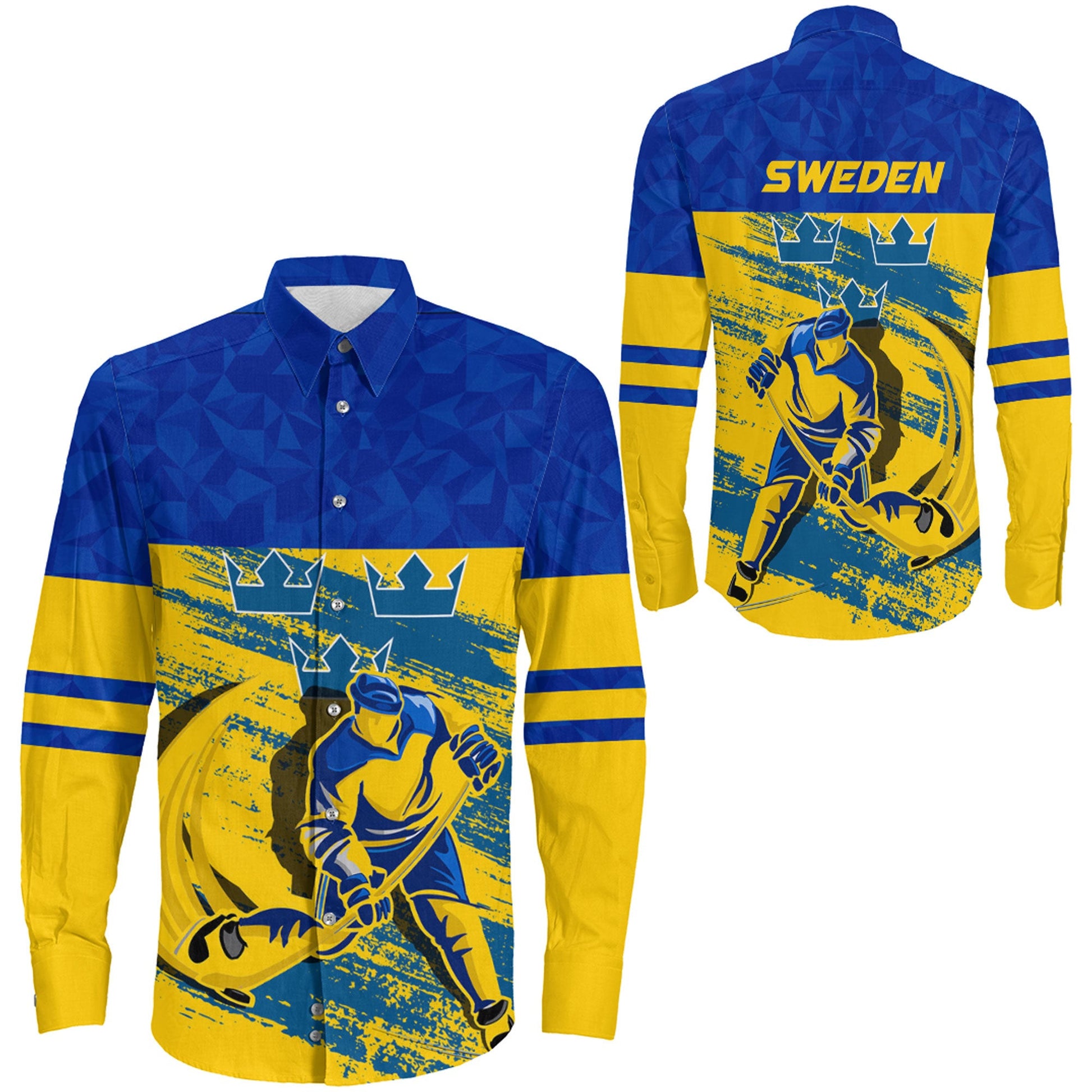 Clothing Sweden Hockey Jersey Style Special Long Sleeve Button Shirt