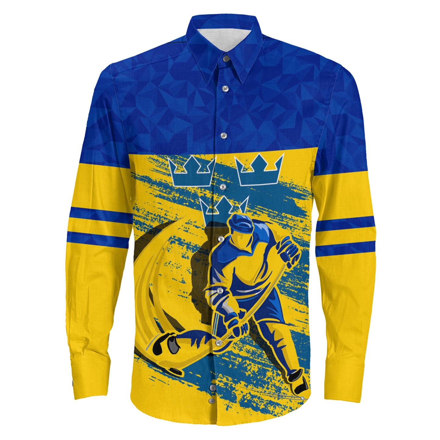 Clothing Sweden Hockey Jersey Style Special Long Sleeve Button Shirt