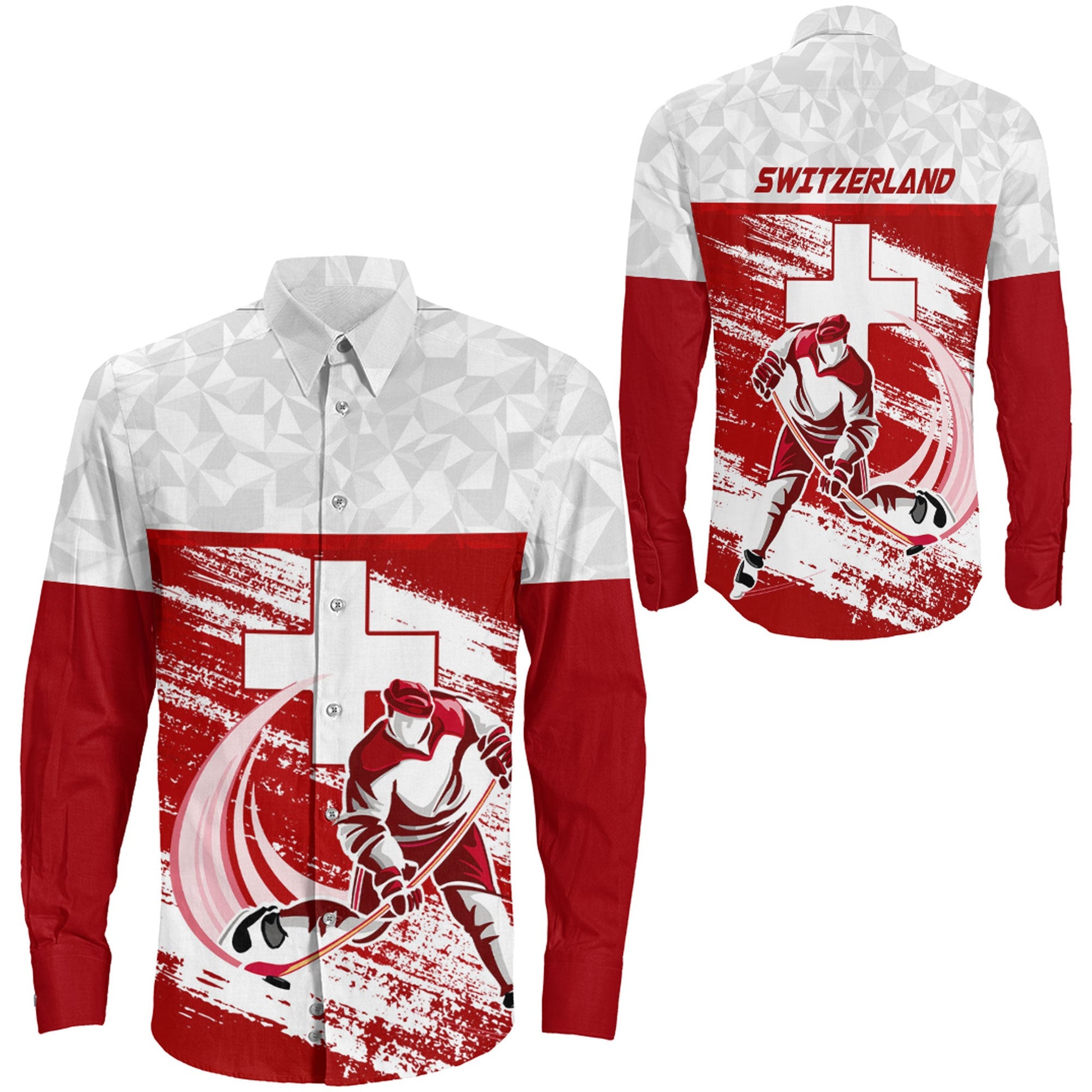 Clothing Switzerland Hockey Jersey Style Special Long Sleeve Button Shirt