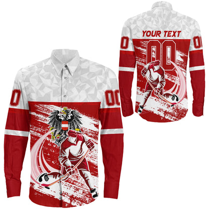 Clothing Custom Austria Hockey Jersey Style Long Sleeve Button Shirt