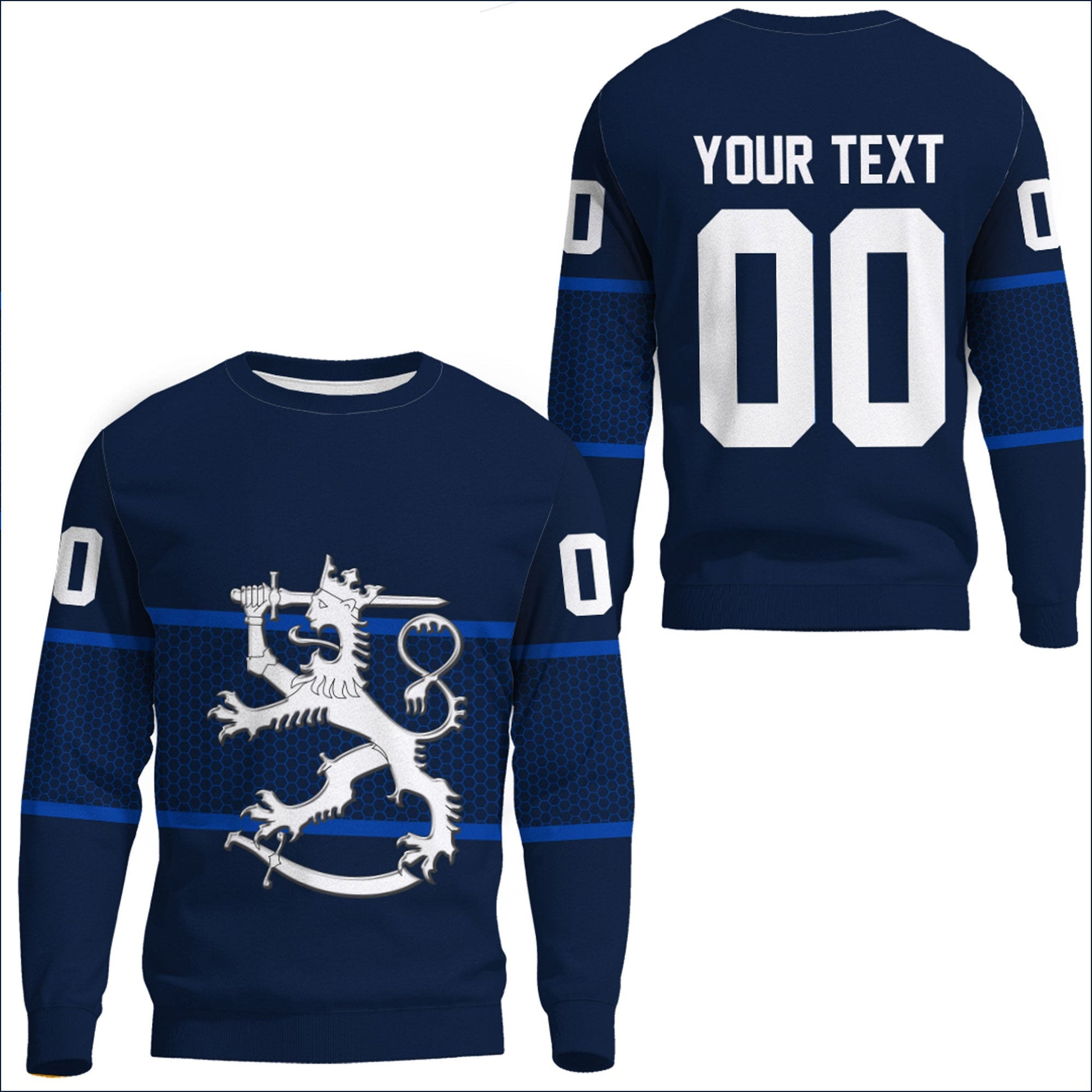 Clothing Custom Finland Team Hockey Jersey Style Sweatshirts