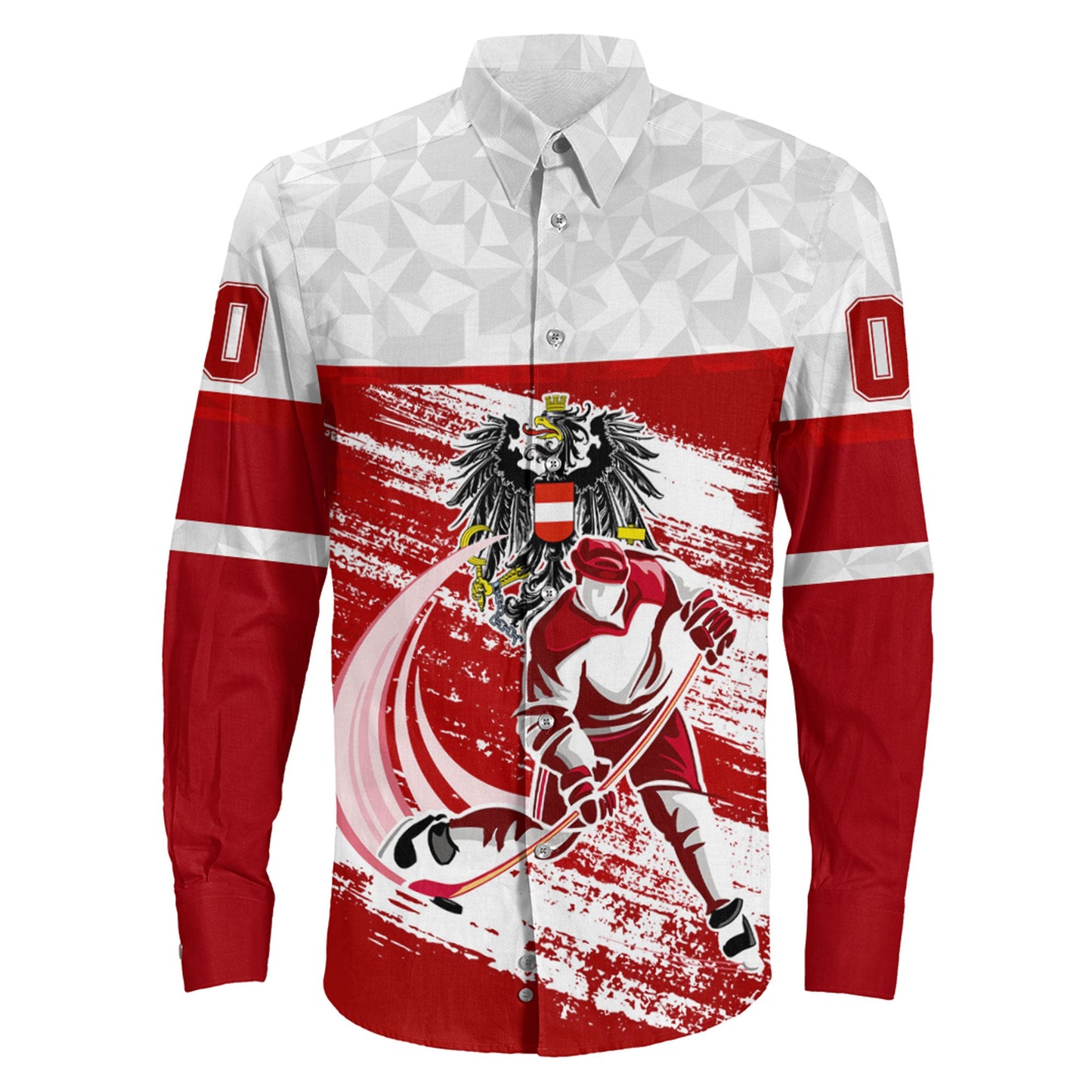 Clothing Custom Austria Hockey Jersey Style Long Sleeve Button Shirt