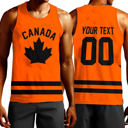Clothing Custom Canada Hockey Jersey Orange Style Tank Top