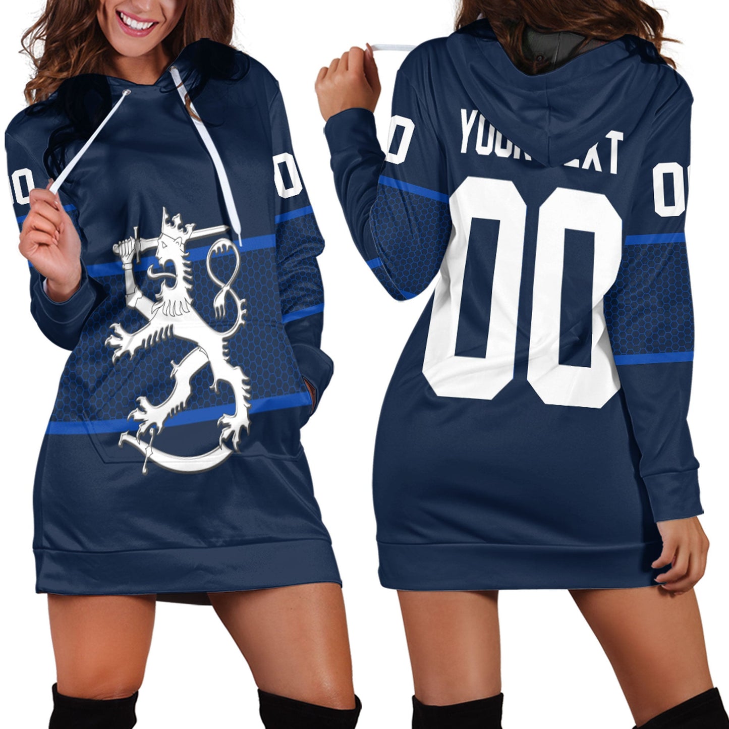 Clothing Custom Finland Team Hockey Jersey Style Hoodie Dress