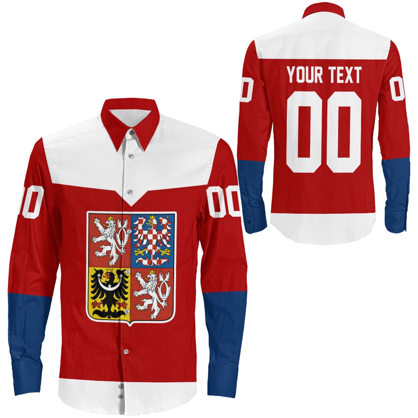 Clothing Custom Czech Team Republic Hockey Jersey Style Long Sleeve Button Shirt