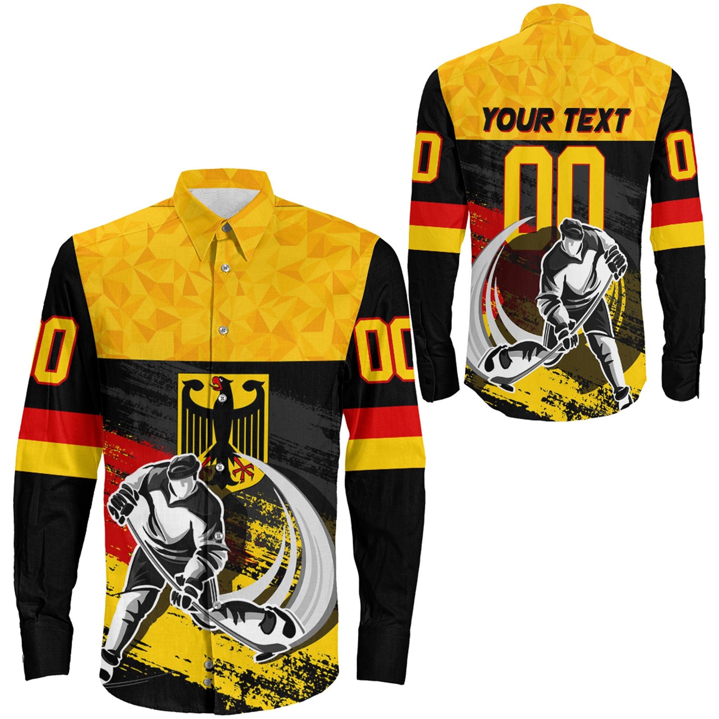 Clothing Custom Germany Hockey Jersey Special Style Long Sleeve Button Shirt