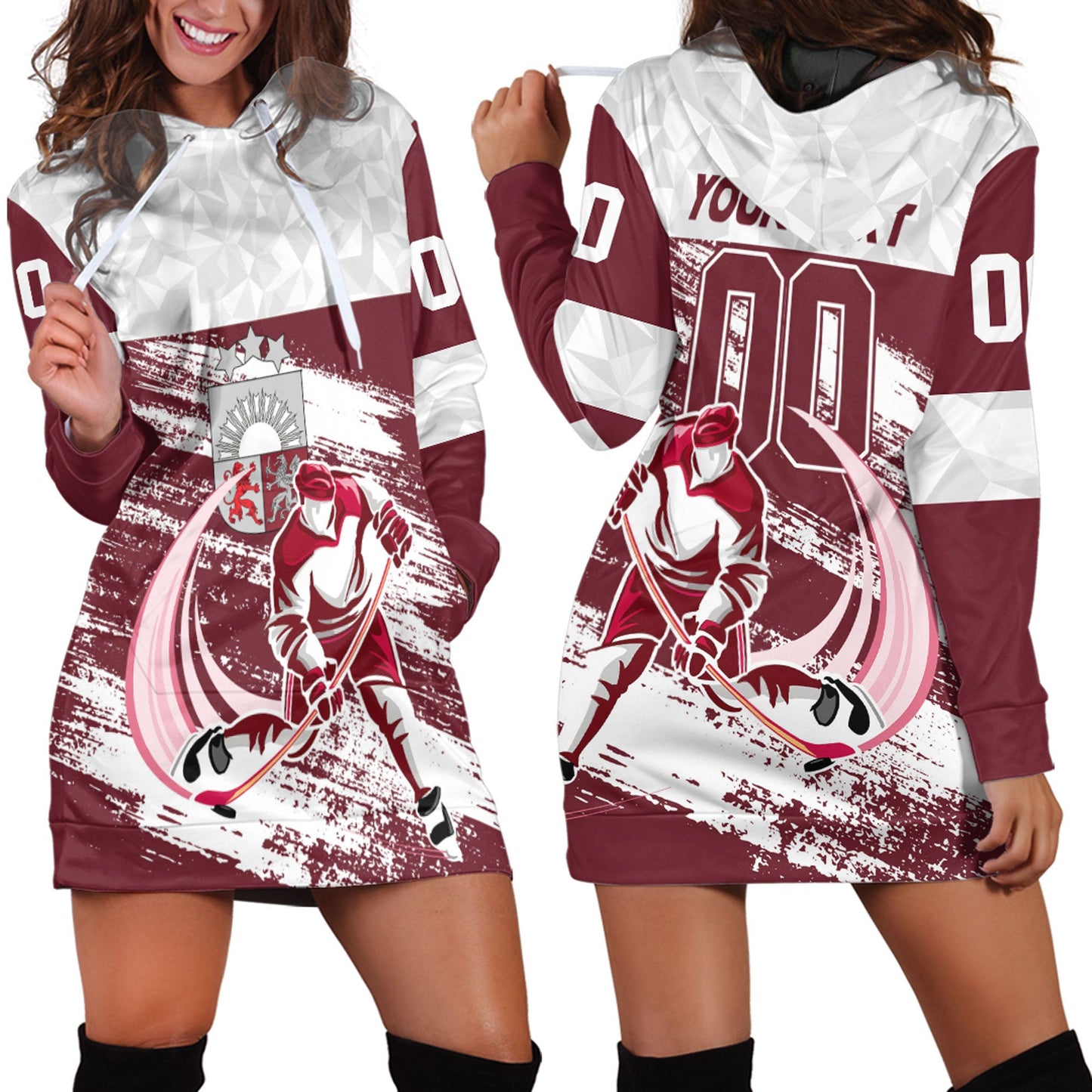 Clothing Custom Latvia Hockey Jersey Special Style Hoodie Dress