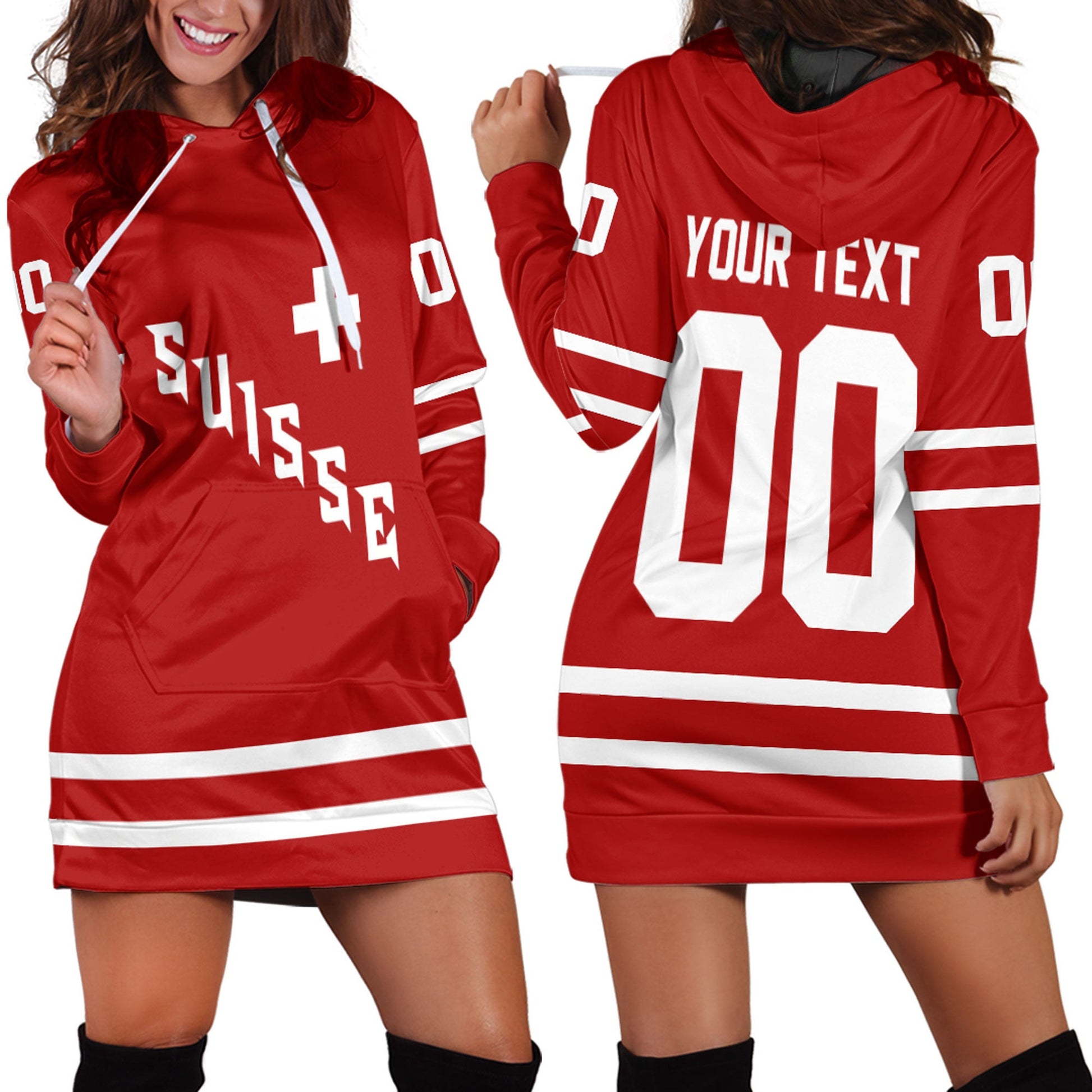 Clothing Custom Switzerland Team Hockey Jersey Style Hoodie Dress