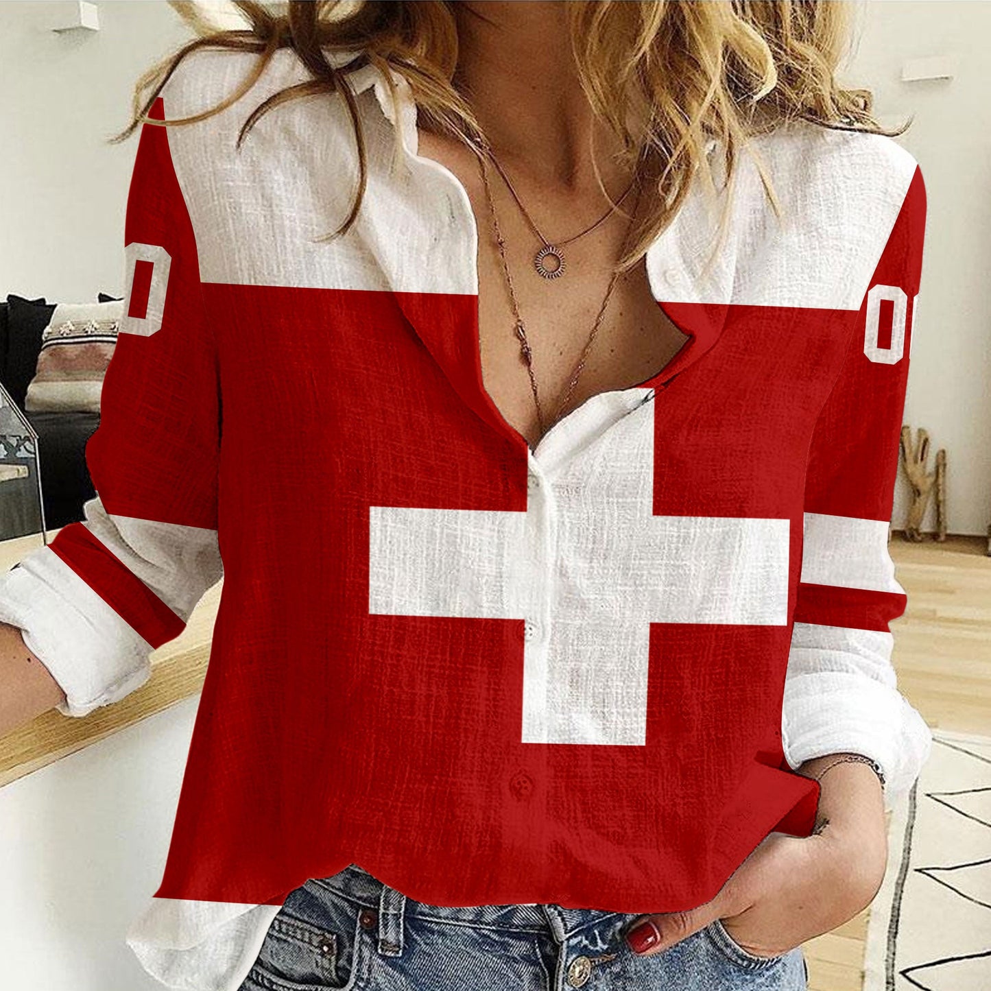 Clothing Custom Switzerland Team Classic Hockey Jersey Style Women Casual Shirt