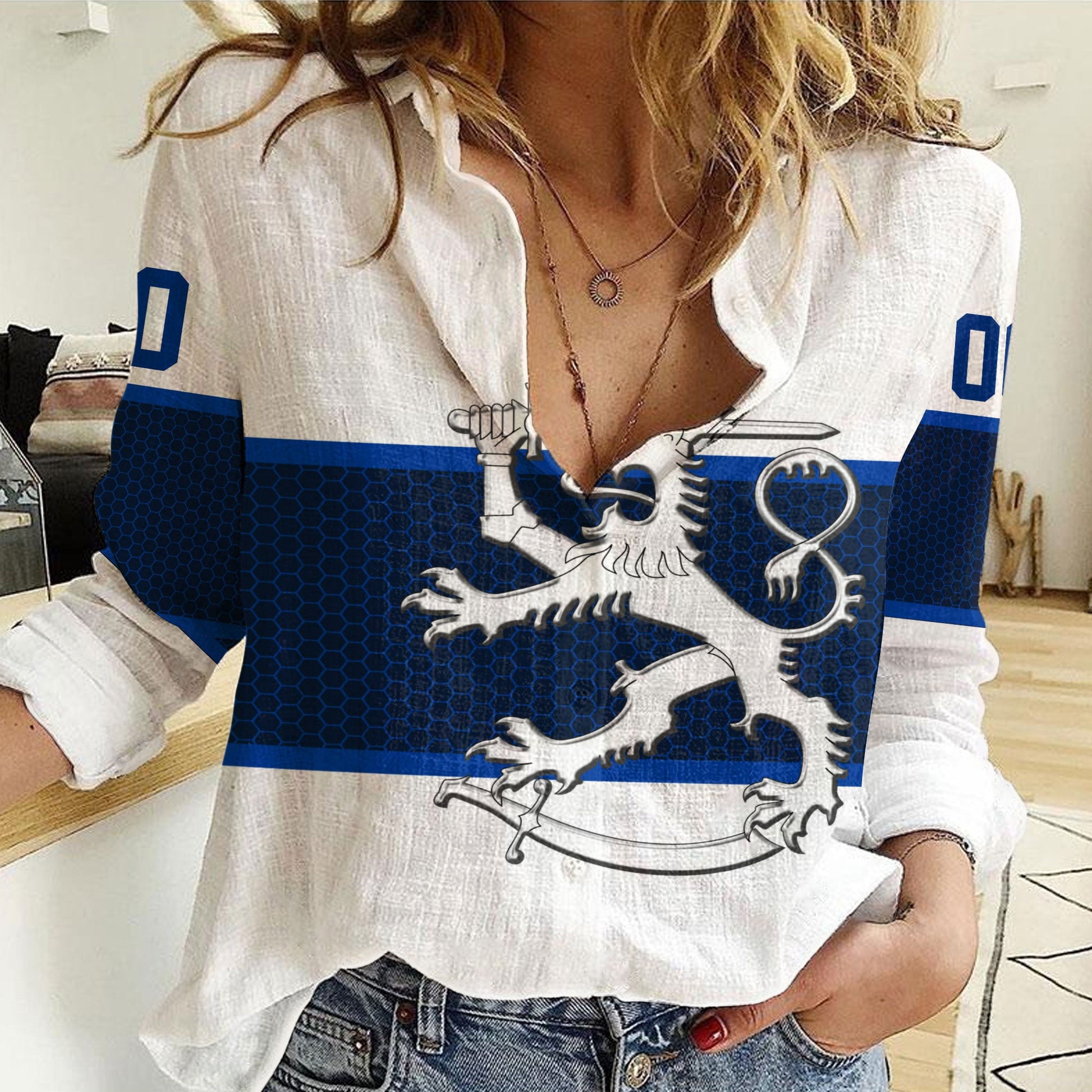 Clothing Custom Finland Team Hockey Jersey Style White Version Women Casual Shirt