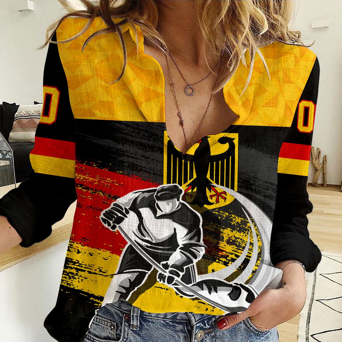 Clothing Custom Germany Hockey Jersey Special Style Women Casual Shirt