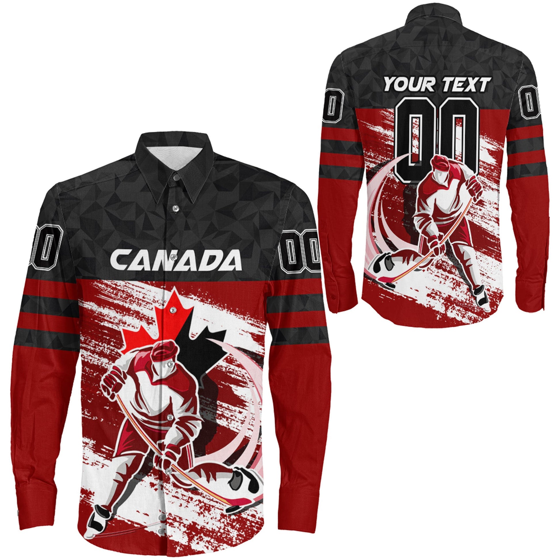 Clothing Custom Canada Hockey Jersey Special Style Long Sleeve Button Shirt