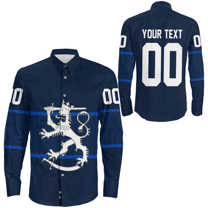 Clothing Custom Finland Team Hockey Jersey Style Long Sleeve Button Shirt