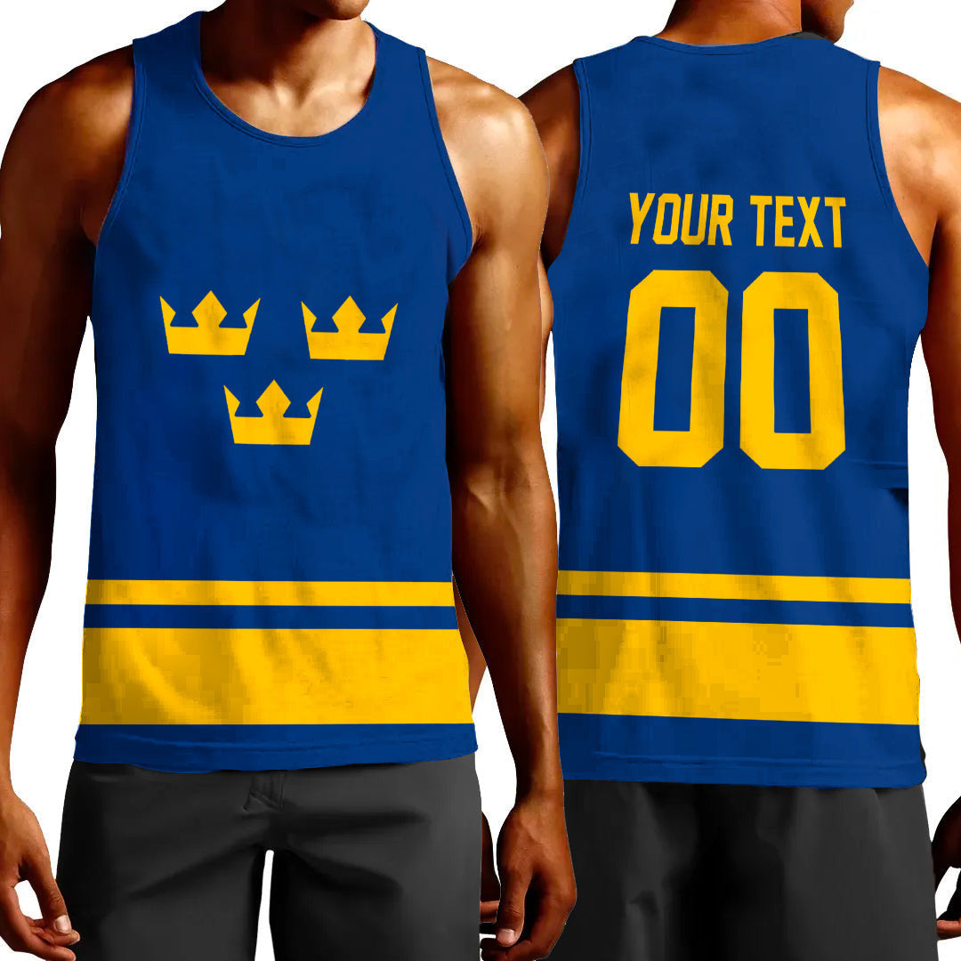 Clothing Custom Sweden Team Hockey Jersey Style Blue Version Tank Top