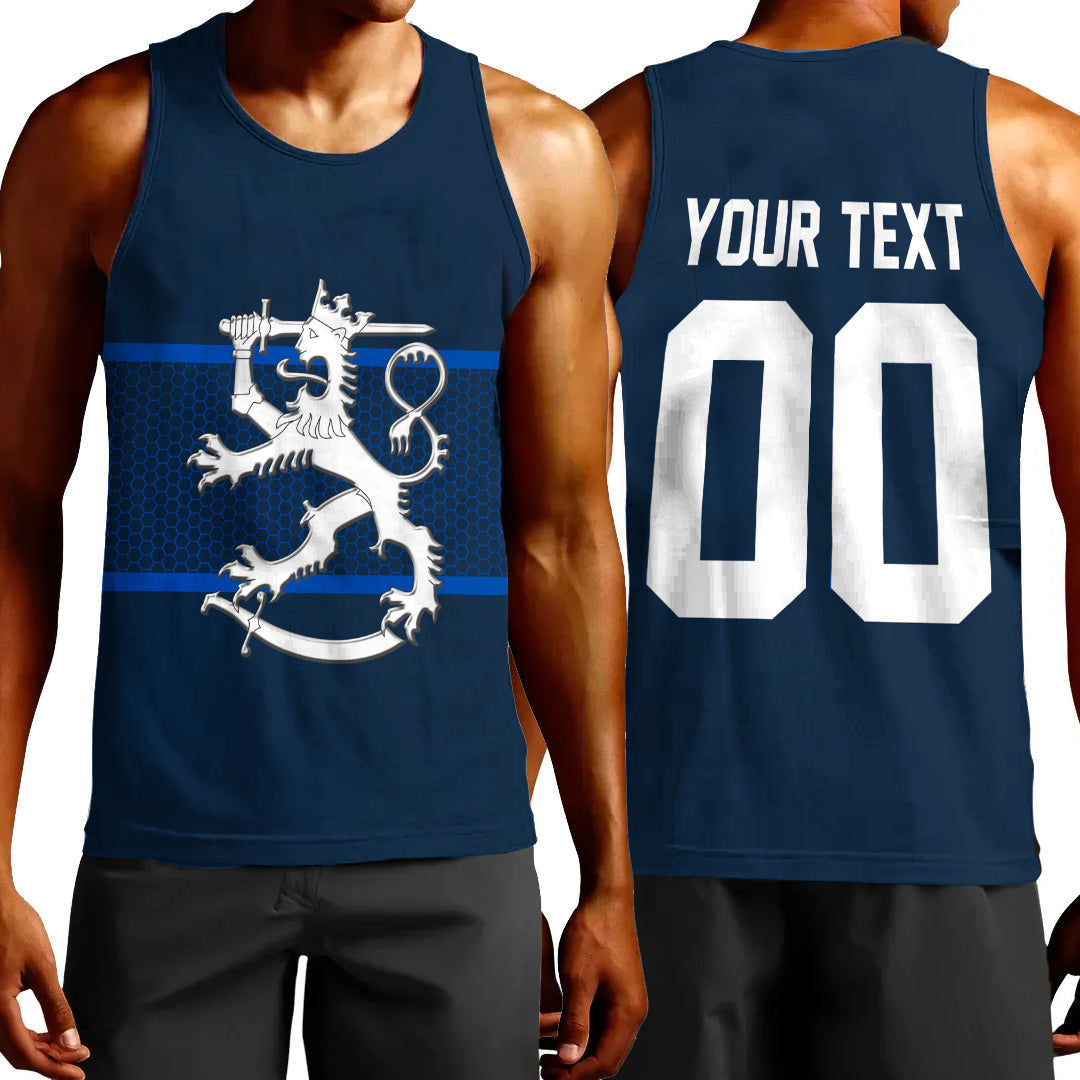 Clothing Custom Finland Team Hockey Jersey Style Tank Top