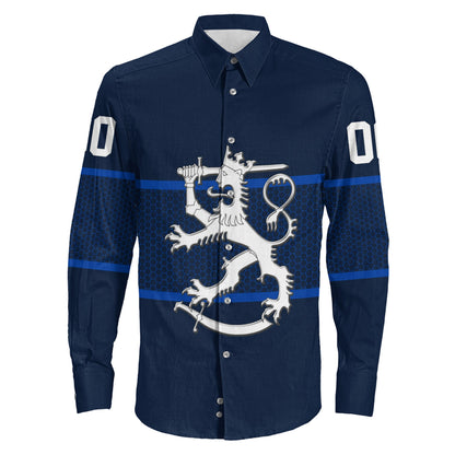Clothing Custom Finland Team Hockey Jersey Style Long Sleeve Button Shirt