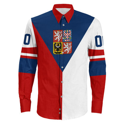 Clothing Custom Czech Republic Team Hockey Jersey Style New Long Sleeve Button Shirt