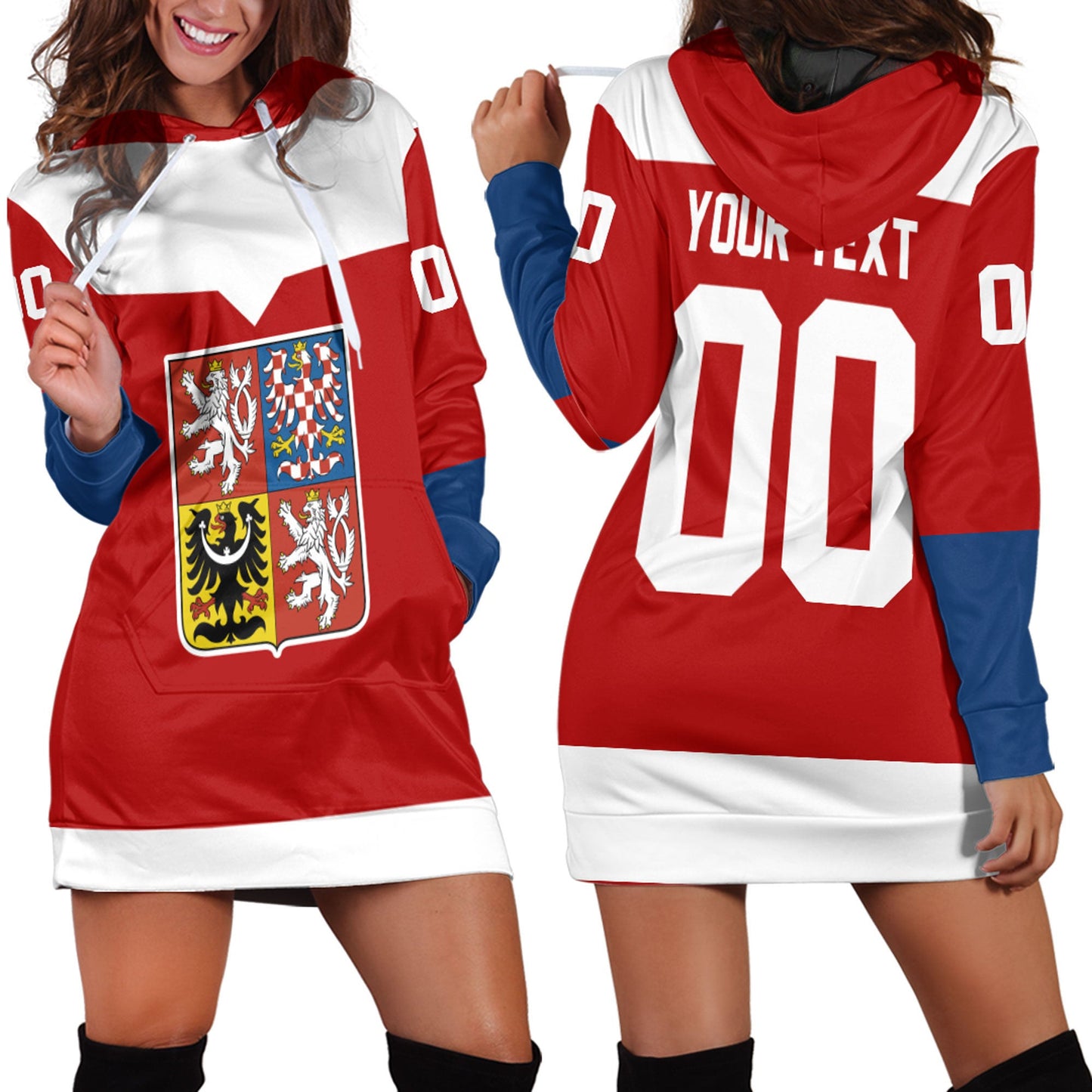 Clothing Custom Czech Team Republic Hockey Jersey Style Hoodie Dress