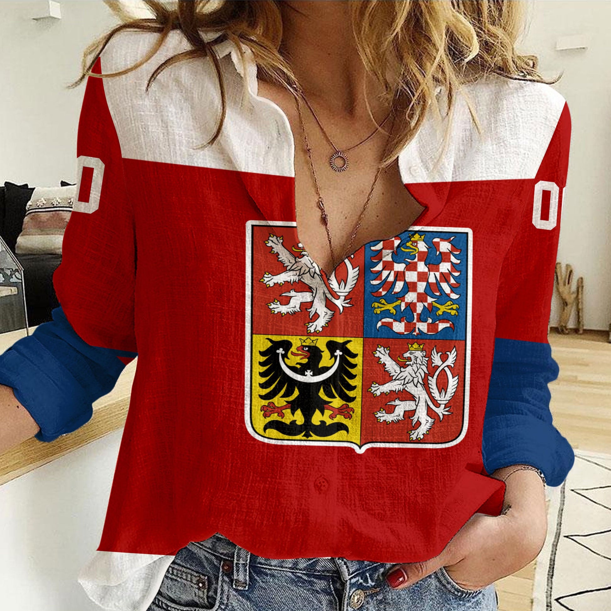 Clothing Custom Czech Republic Team Hockey Jersey Style Women Casual Shirt