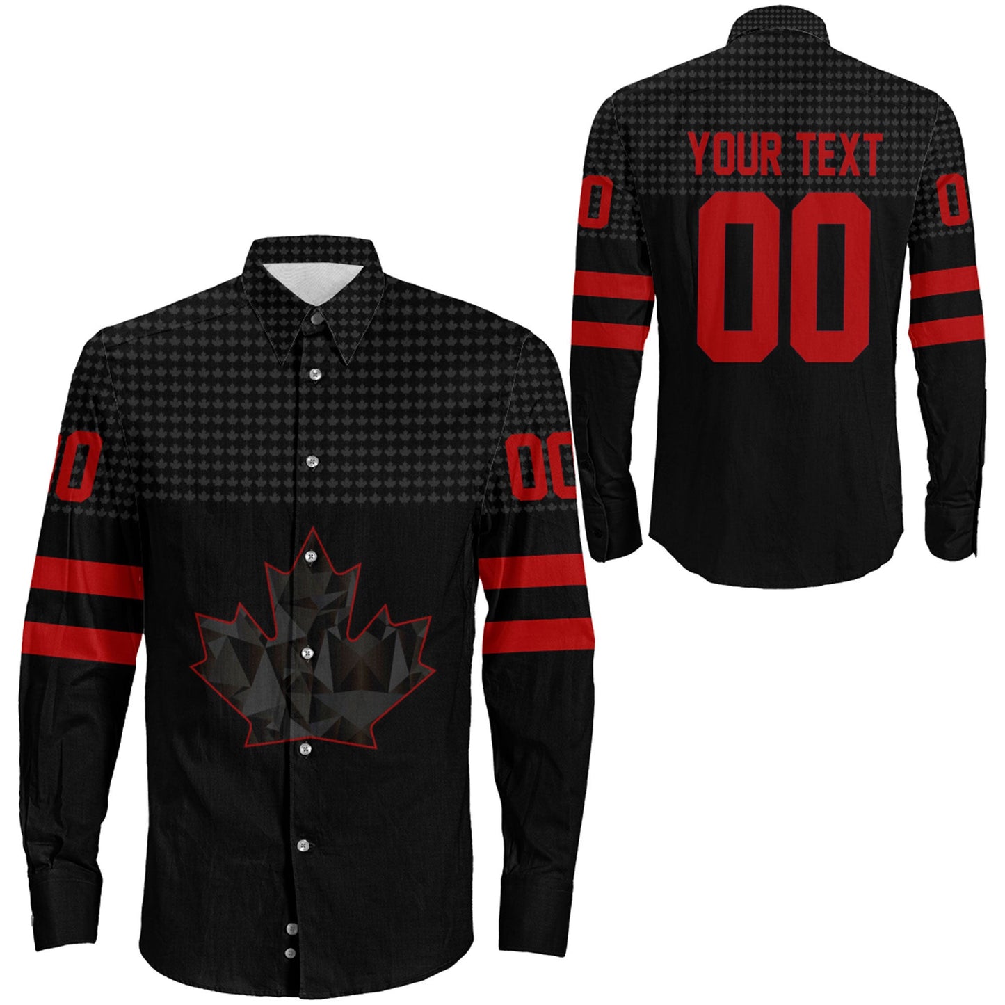 Clothing Custom Canada Team Hockey Jersey Style New Long Sleeve Button Shirt