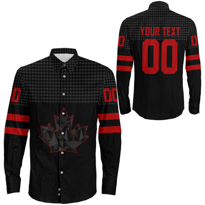 Clothing Custom Canada Team Hockey Jersey Style New Long Sleeve Button Shirt