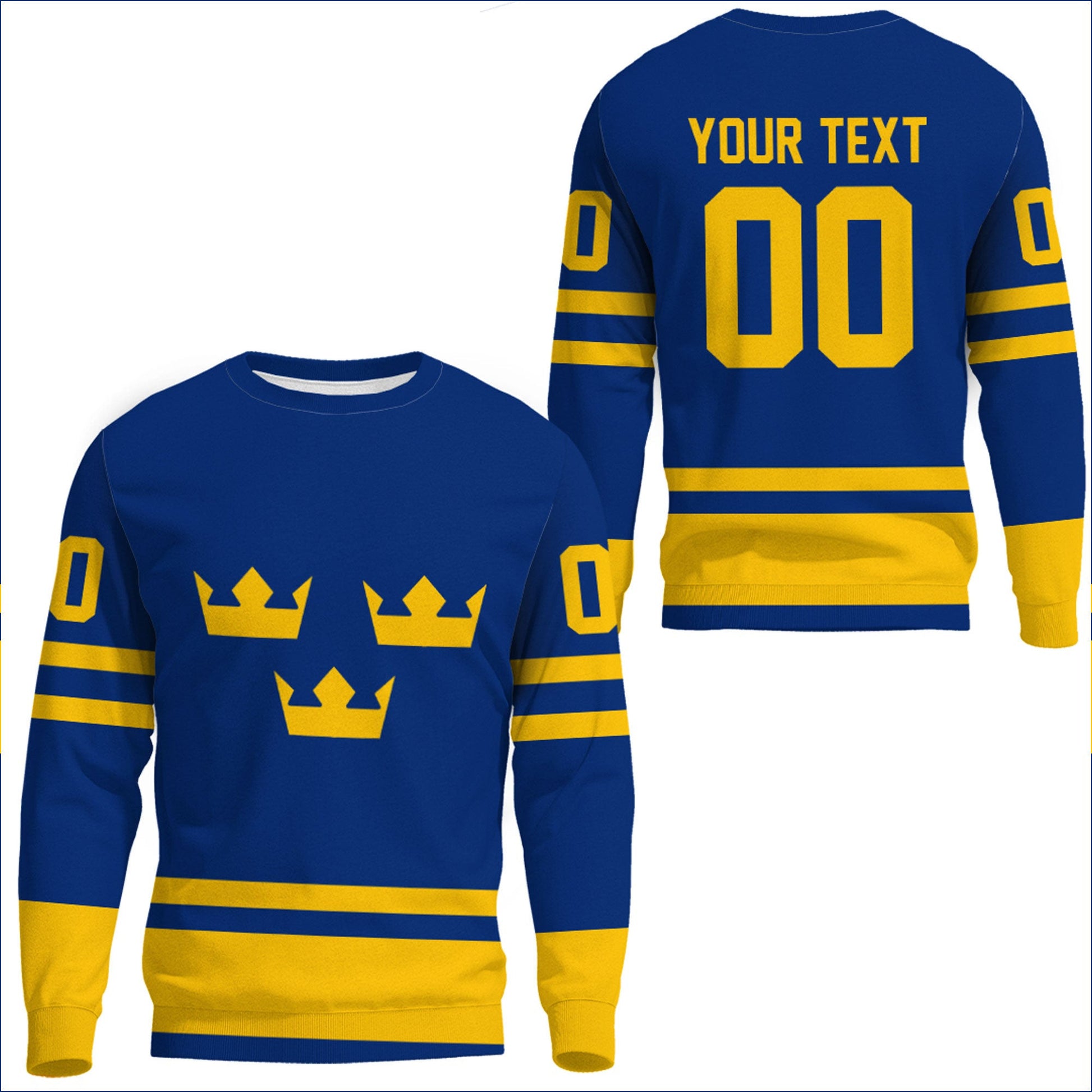 Clothing Custom Sweden Team Hockey Jersey Style Blue Version Sweatshirts