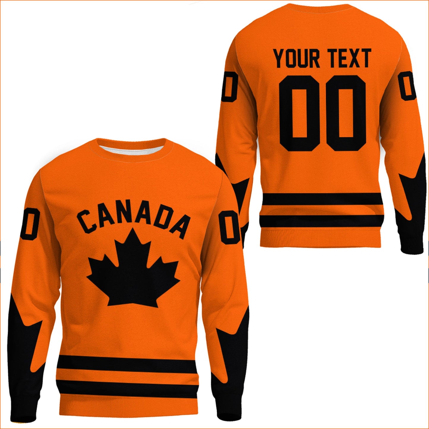 Clothing Custom Canada Hockey Jersey Orange Style Sweatshirts