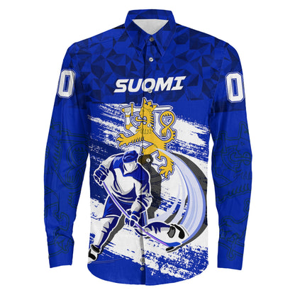 Clothing Custom Finland Team Hockey Jersey Special Style Long Sleeve Button Shirt
